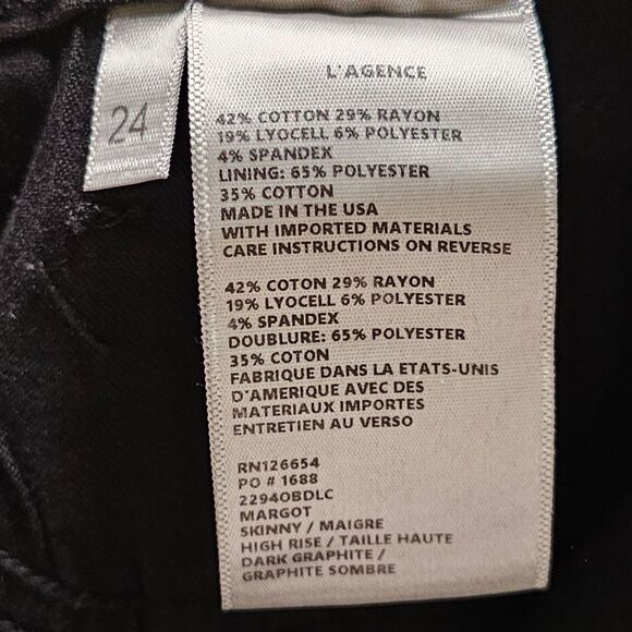 NWT L'AGENCE Margot Jean Dark Graphite 24 - Picture 4 of 6